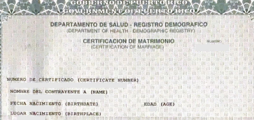 Certificado de Matrimonio